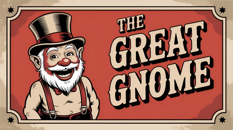 Great Gnome character in red background with cheerful pose Premium Stock Image - stock photo