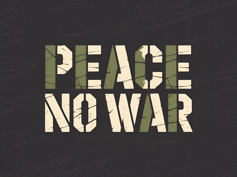 Message on peace and no war in bold letters on black background Premium Stock Photo - stock photo