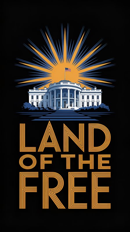 White House with sunburst design and text in bold letters Premium Stock Photo - stock photo