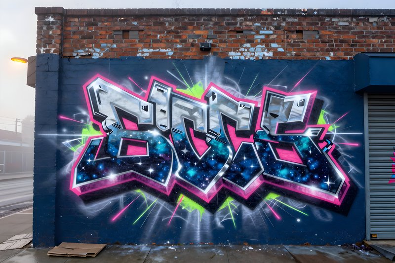 Colorful graffiti artwork on a brick wall in a city Premium Stock Image - stock photo