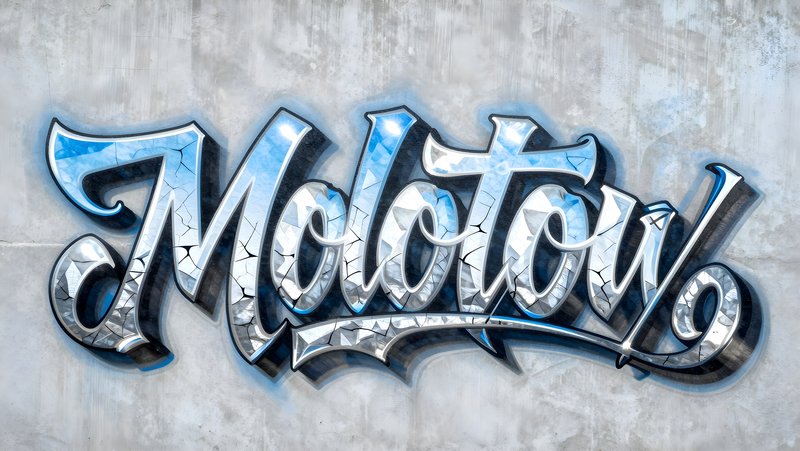Stylized graffiti art by the name Molotov on a wall Premium Stock Photo - stock photo