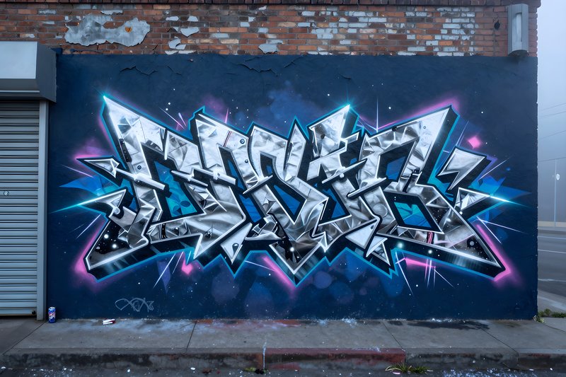 Graffiti art on a brick wall in a city at dawn Premium Stock Image - stock photo