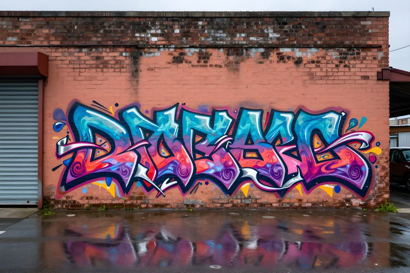 Colorful graffiti displays creative art on urban wall Premium Stock Image - stock photo