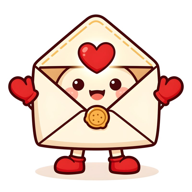 Happy envelope with a heart and cute gloves Premium Stock Image - stock photo