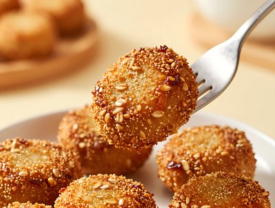 Crispy Goetta Croquettes with Sesame Coating - stock photo