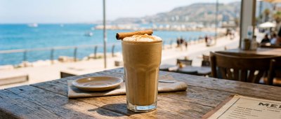 Tahini Date Shake by Mediterranean Beach - stock photo