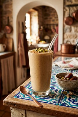 Tahini Date Shake in Mediterranean Kitchen - stock photo