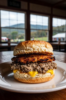 Livermush Sandwich with Crispy Fried Patty - stock photo