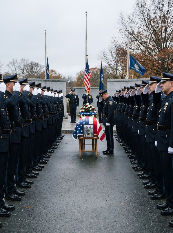 Honor for fallen officer during memorial service in autumn Premium Stock Image - stock photo