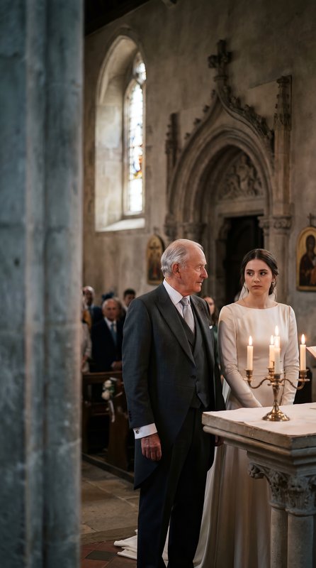 Wedding ceremony takes place in a church with family members Premium Stock Image - stock photo