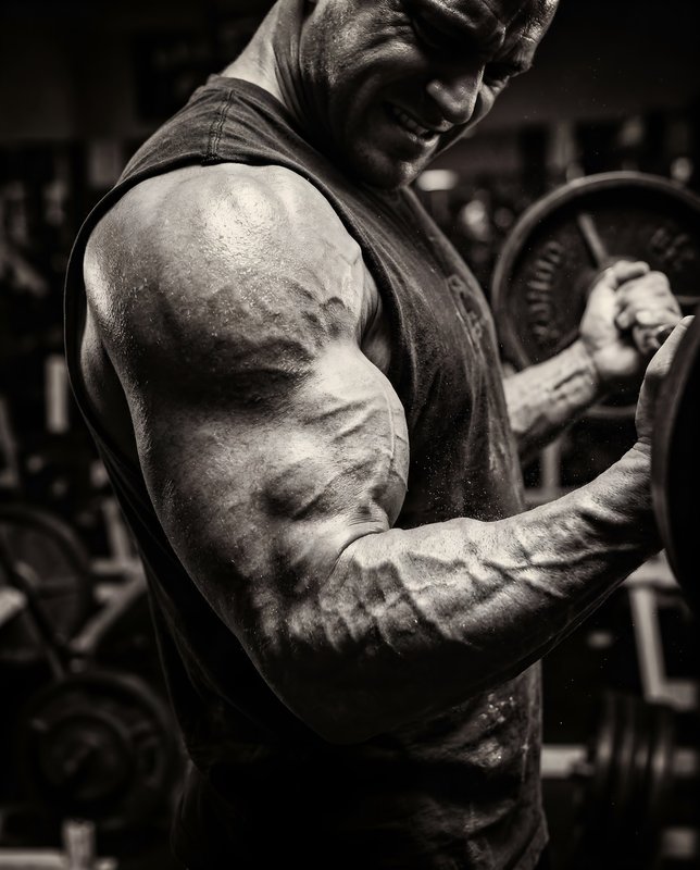 Muscle training session in gym with heavy weights Premium Stock Image - stock photo