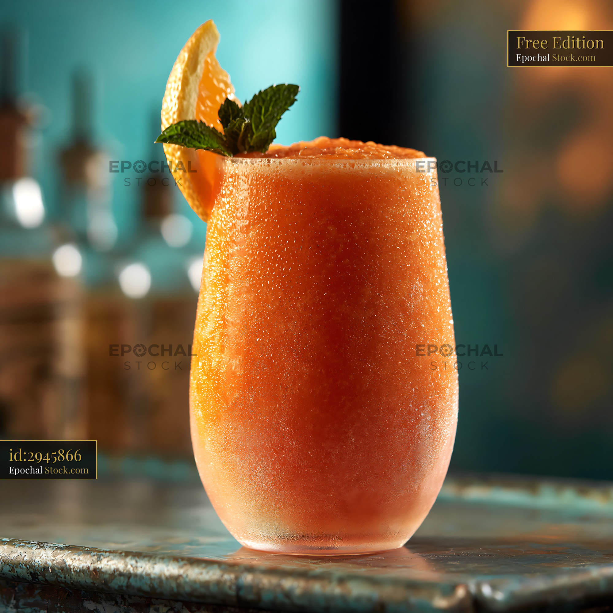Hallabong citrus smoothie with fresh orange slice and mint - stock photo