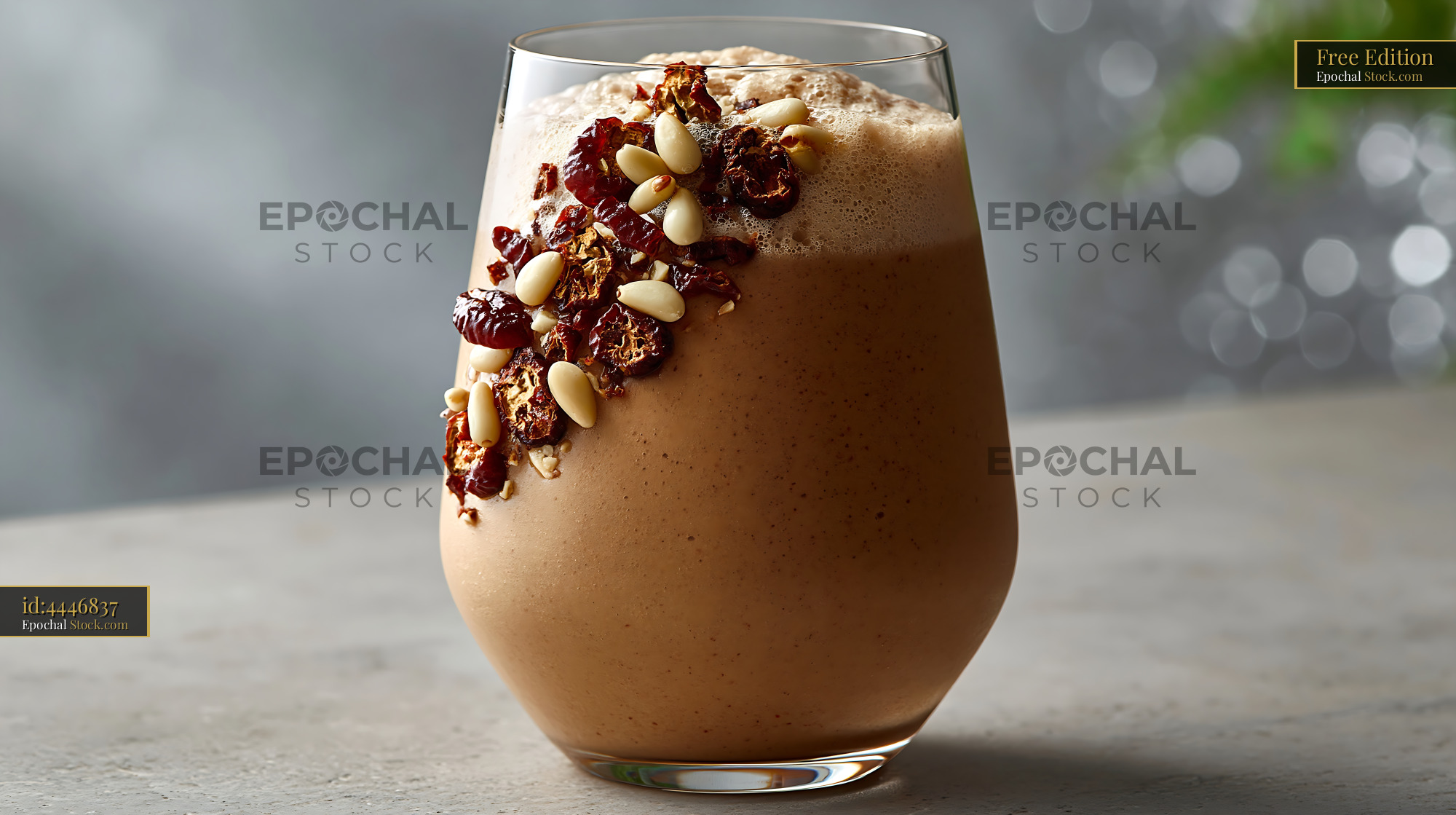 Daechu jujube smoothie topped with pine nuts and dried red dates - stock photo