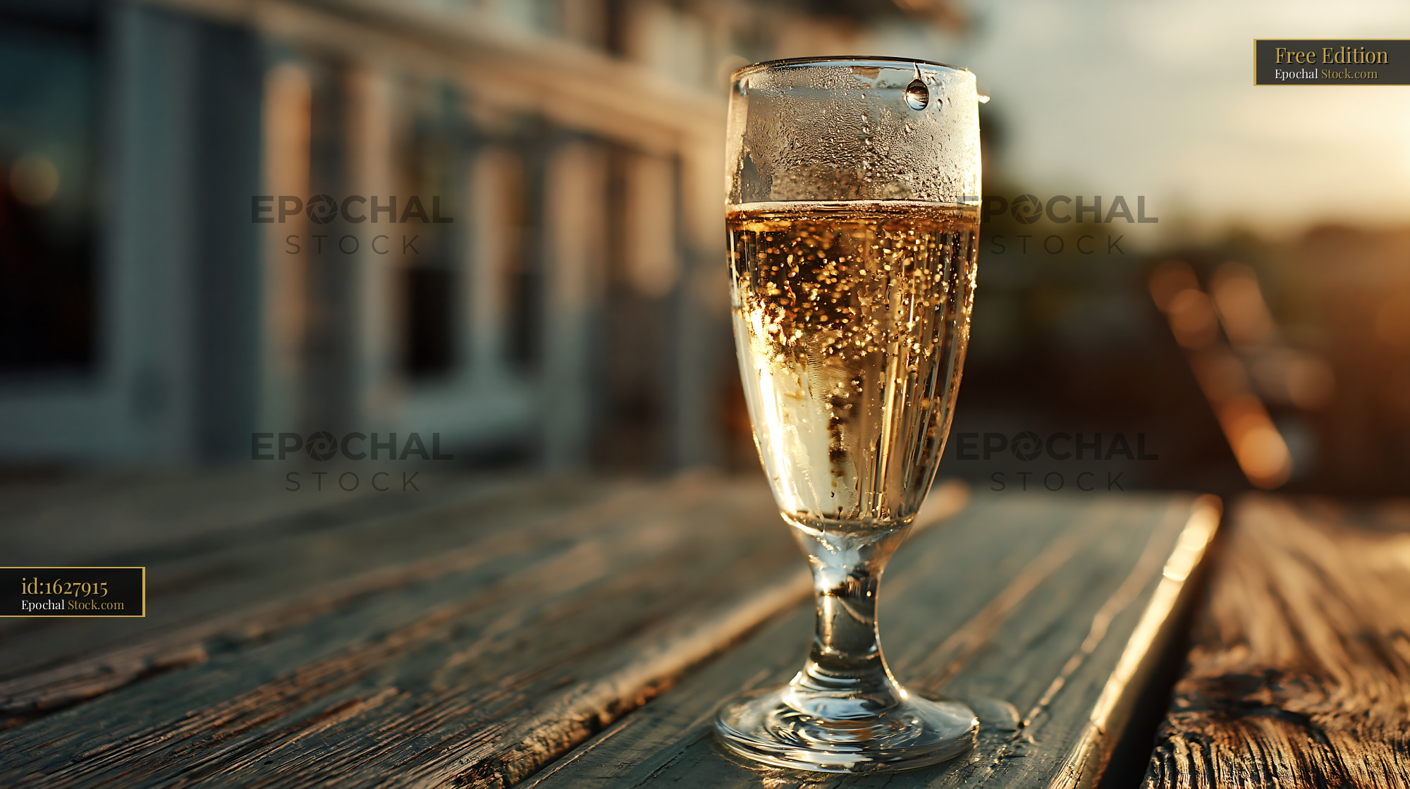 Sparkling glass of refreshing lemonade on a rustic wooden table at sun - stock photo