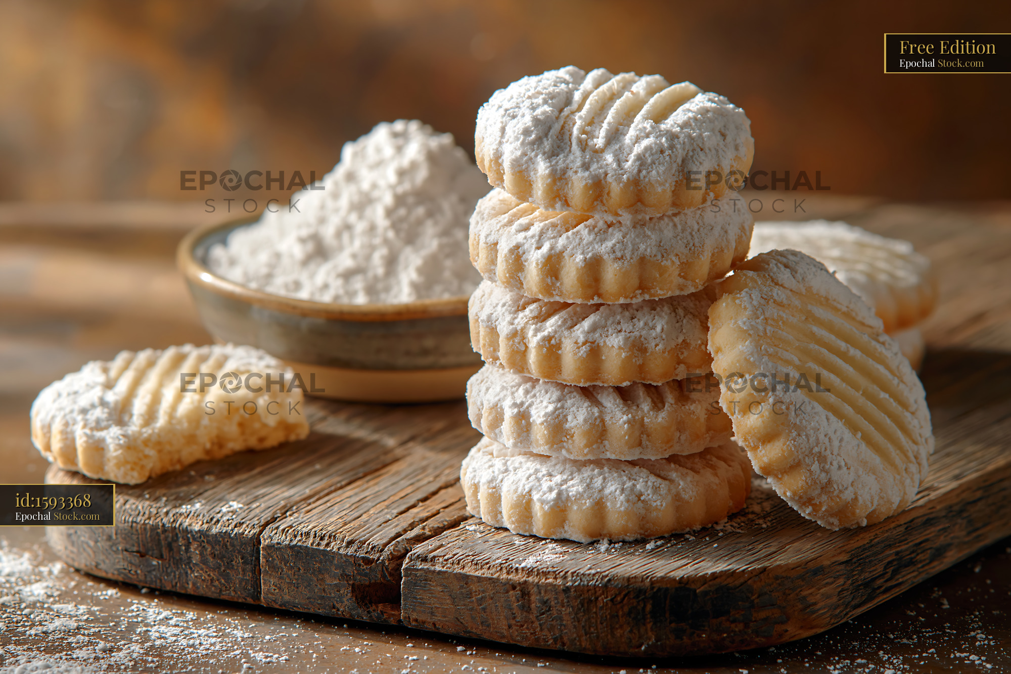 Stack of traditional Turkish un kurabiyesi biscuits on wooden board - stock photo