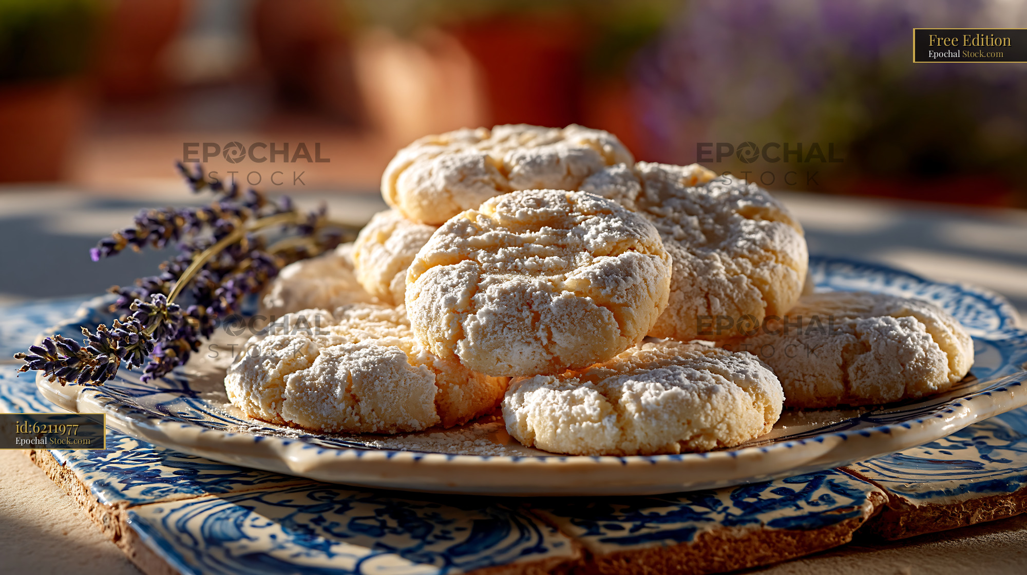 Traditional Turkish un kurabiyesi biscuits on a decorative ceramic pla - stock photo