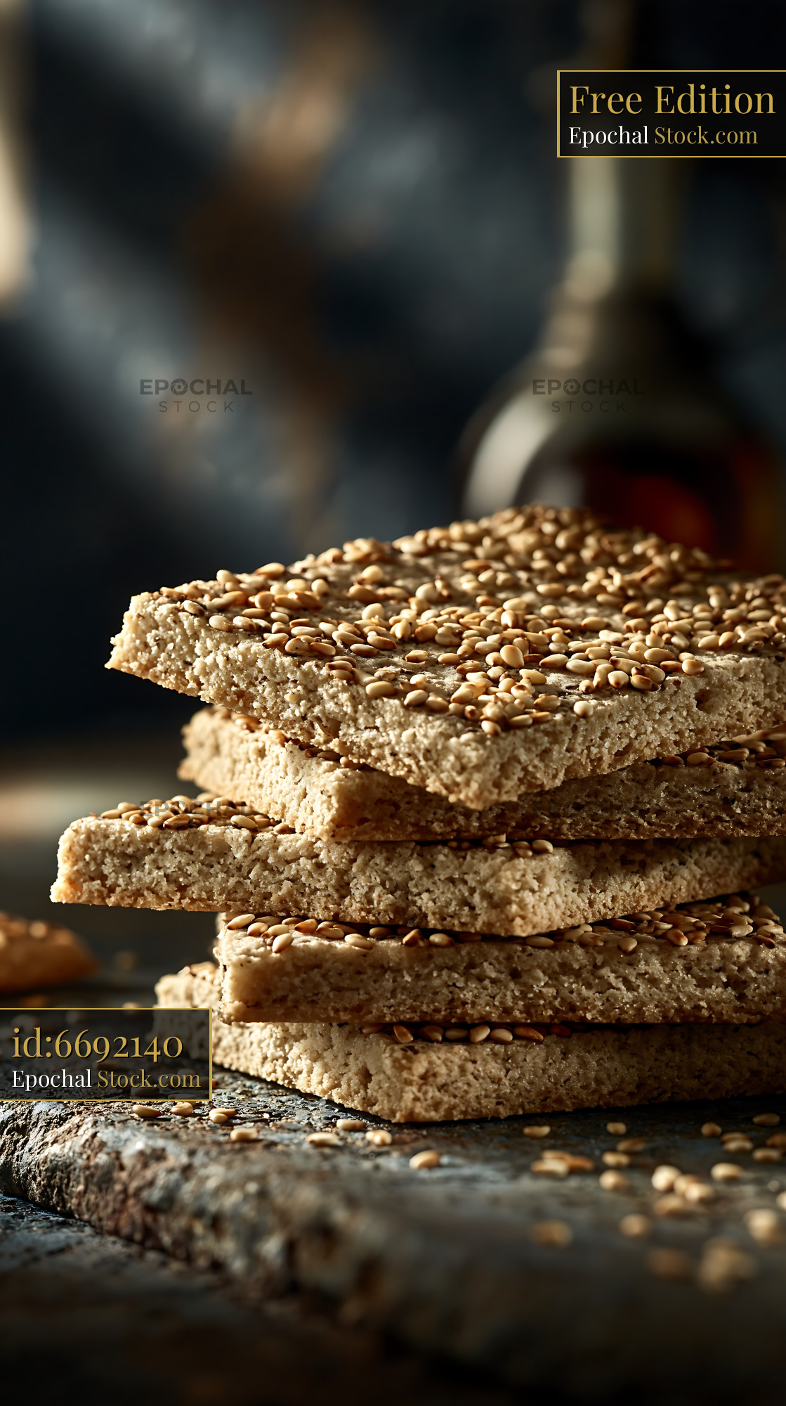 Stack of traditional mahlab spice biscuits with sesame seeds - stock photo