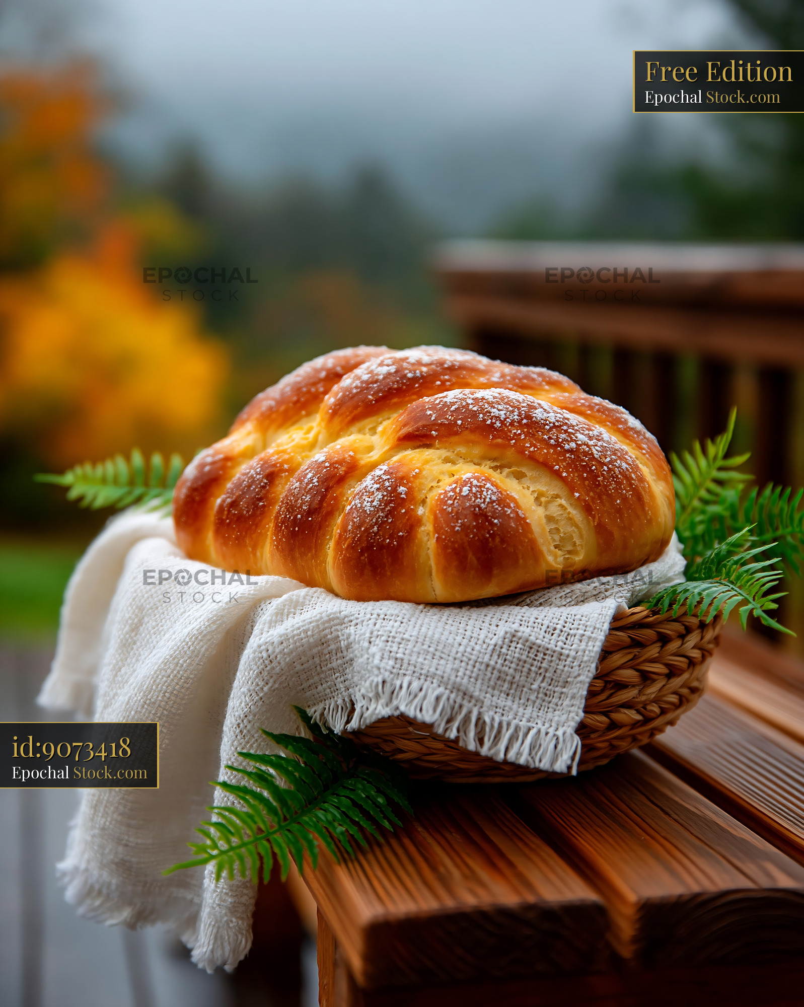 Maryland beaten german bread in a rustic basket on an autumn terrace - stock photo