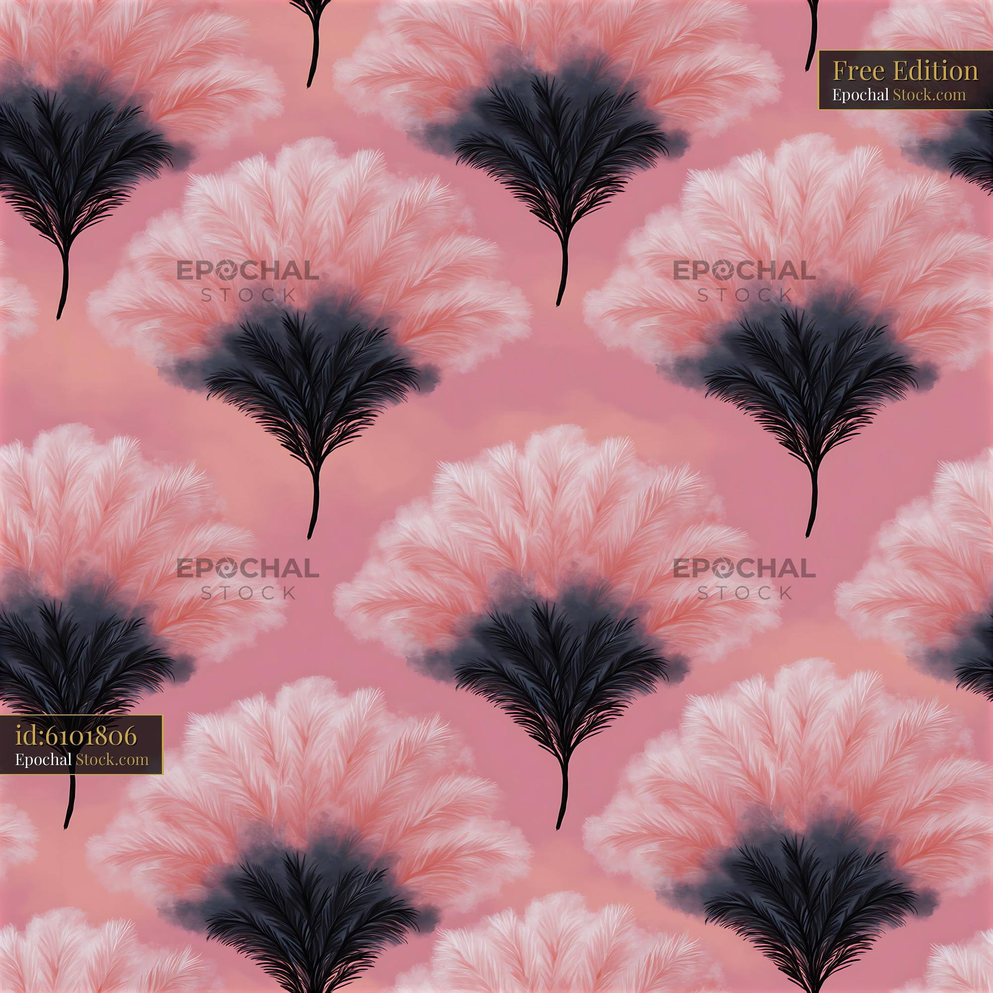 Art Deco Blush Pink Feather Fan Seamless Print - stock photo