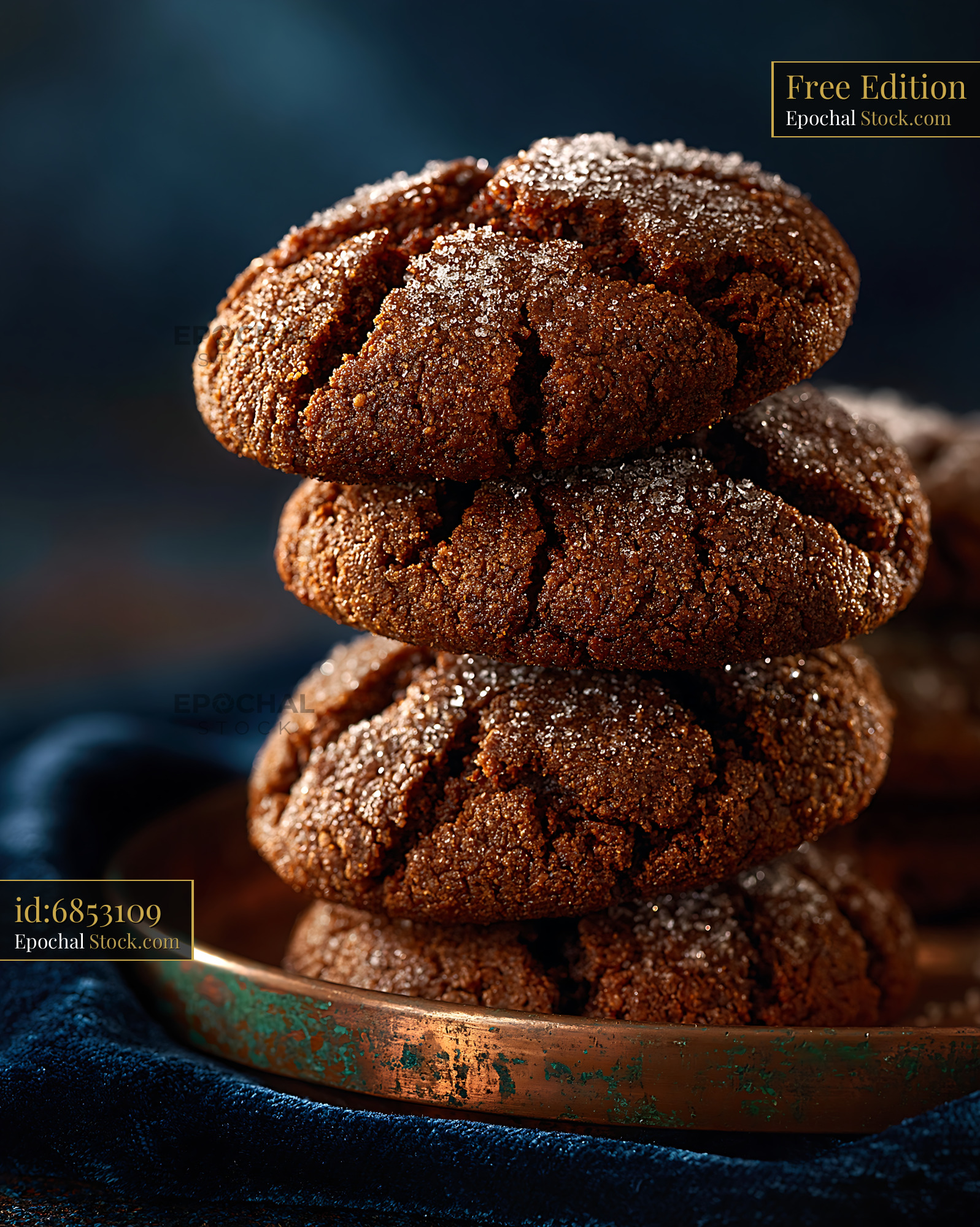 Stack of freshly baked dibs el kharroub biscuits on a rustic plate - stock photo