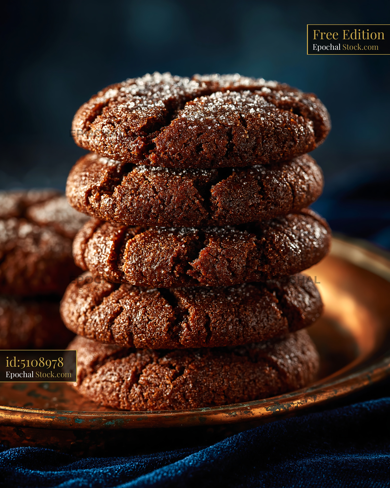 Stack of dibs el kharroub biscuits on a rustic copper plate - stock photo