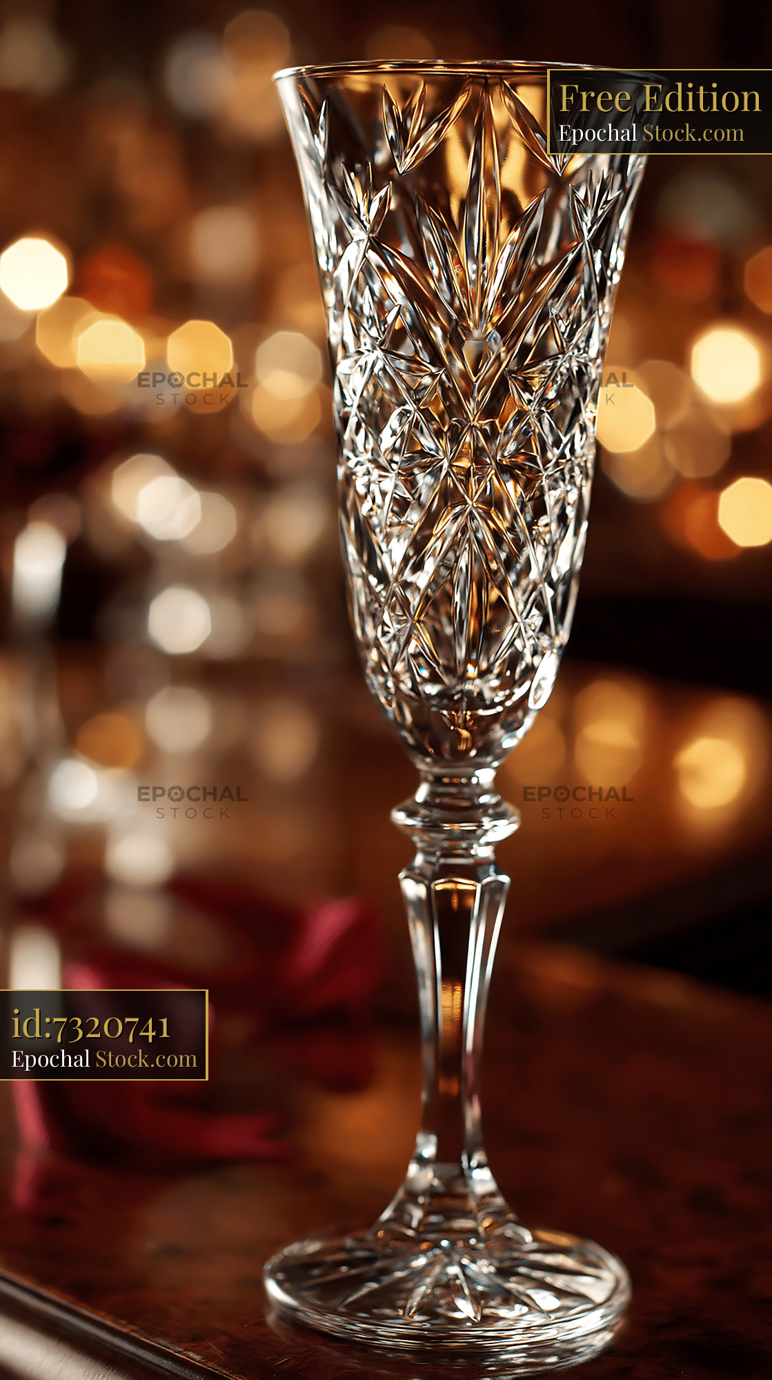 Elegant midnight champagne glass empty after a festive celebration - stock photo