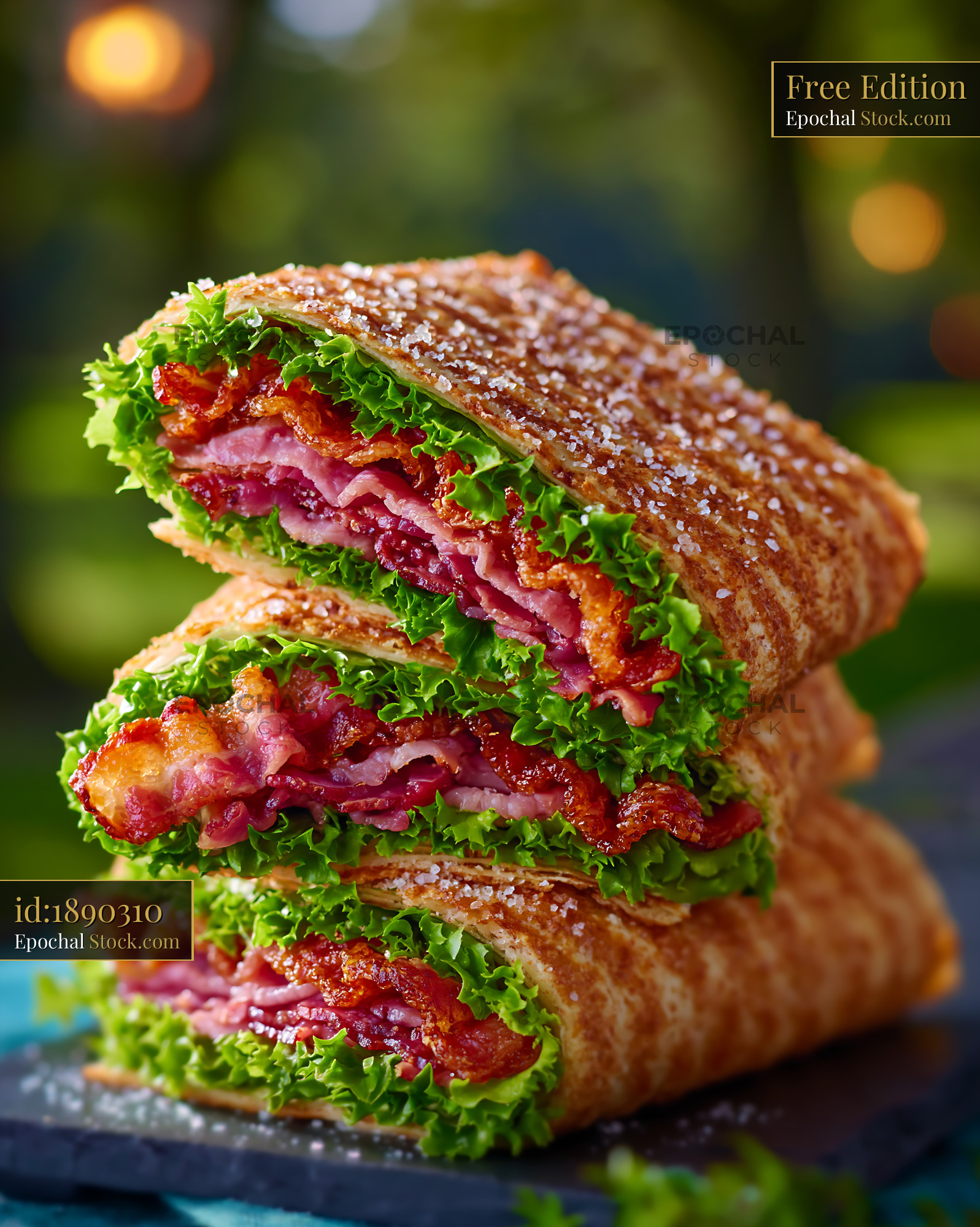 Maryland beaten german bread stack with crispy bacon and lettuce - stock photo