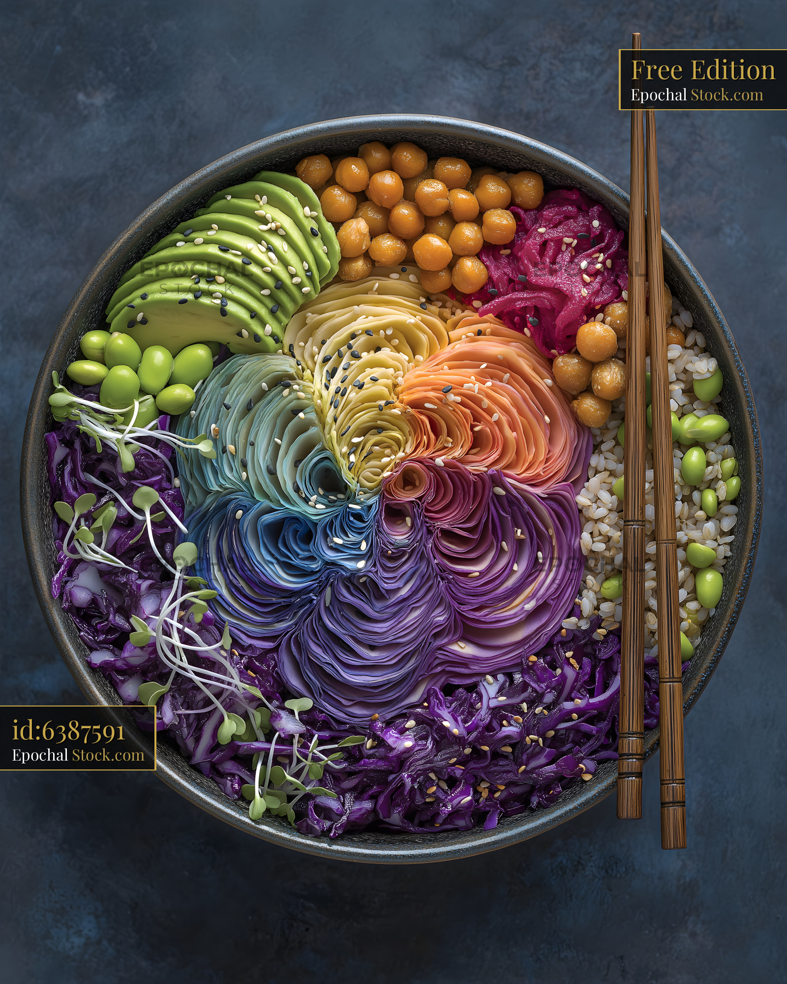 Colorful bowl of noodles and vegetables served with chopsticks Free Premium Stock Photo