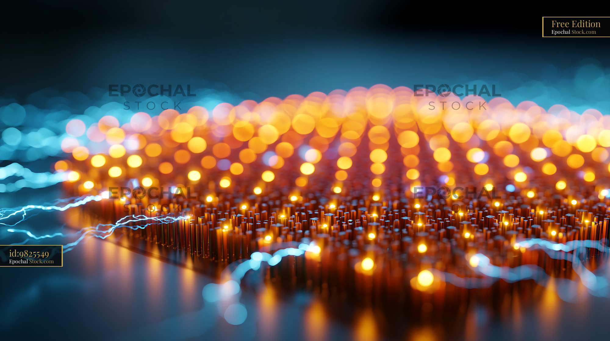 High density cmos multielectrode array with glowing energy signals - stock photo