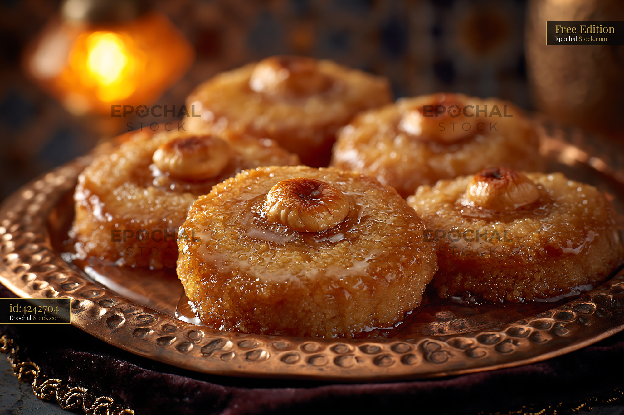 Sekerpare hazelnut biscuits on traditional copper plate - stock photo