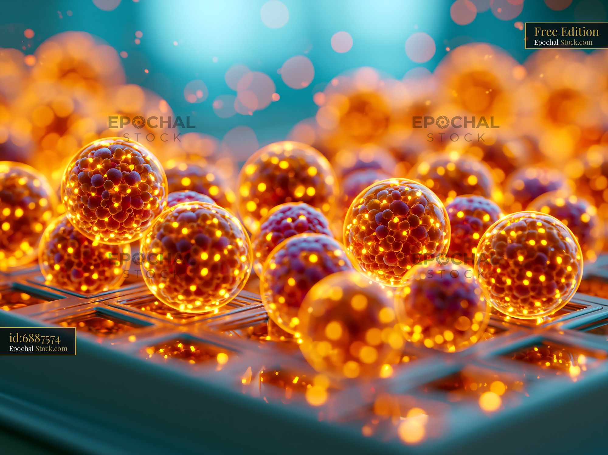 Glowing beads on a scintillation proximity assay plate for drug discov - stock photo