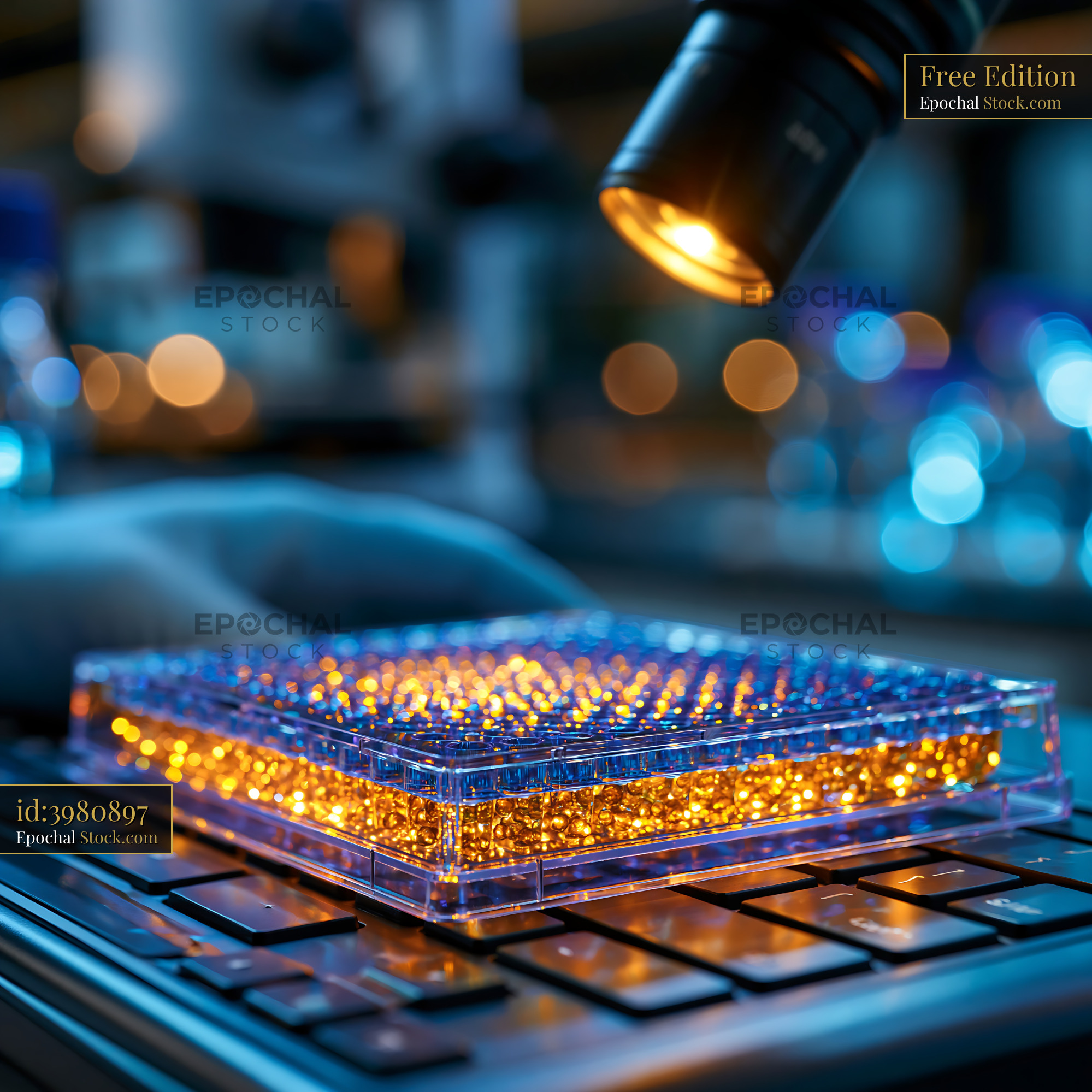 Scintillation proximity assay bead plate in a modern research lab - stock photo