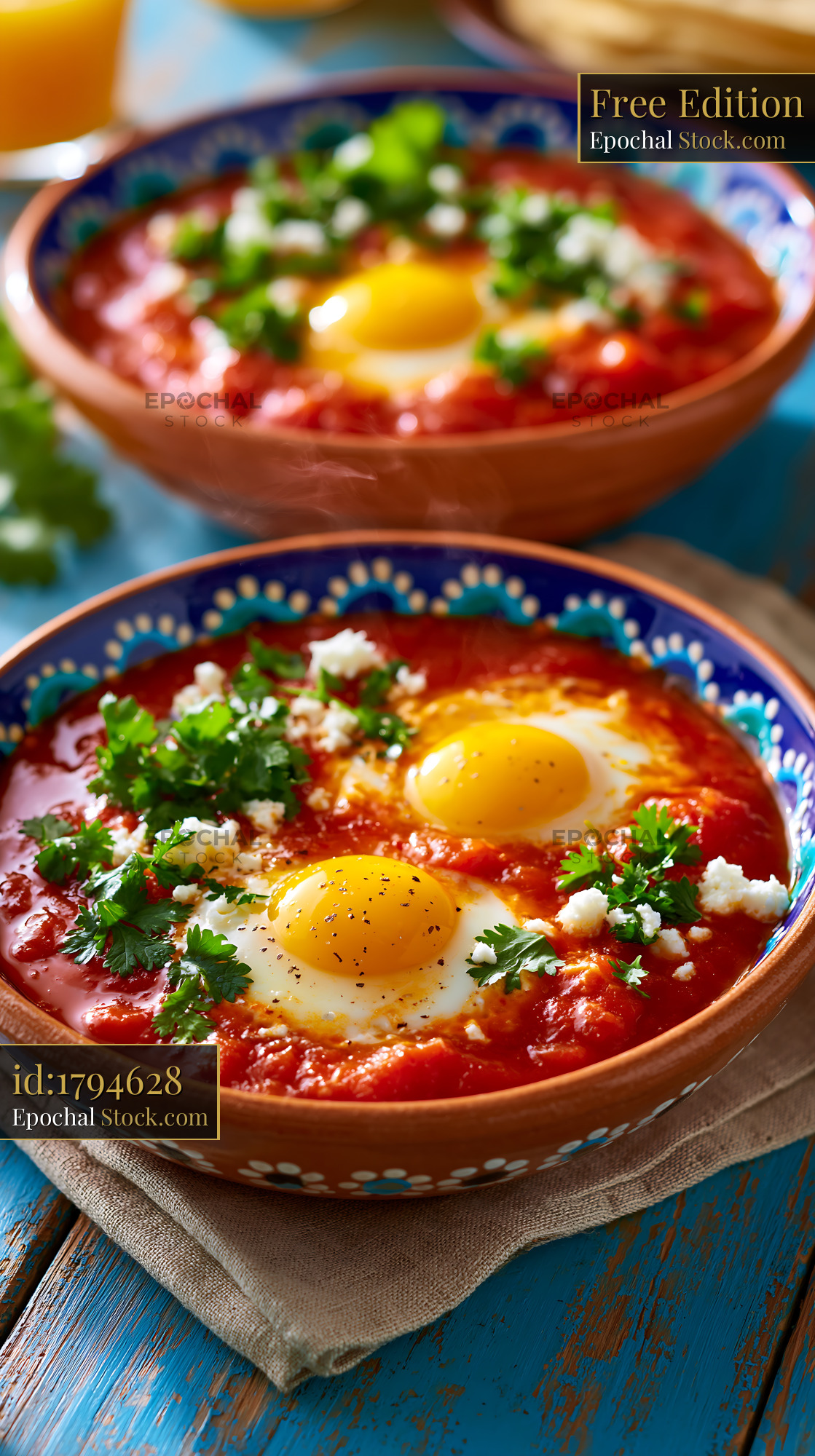 Traditional Mexican huevos ahogados served in a ceramic bowl - stock photo