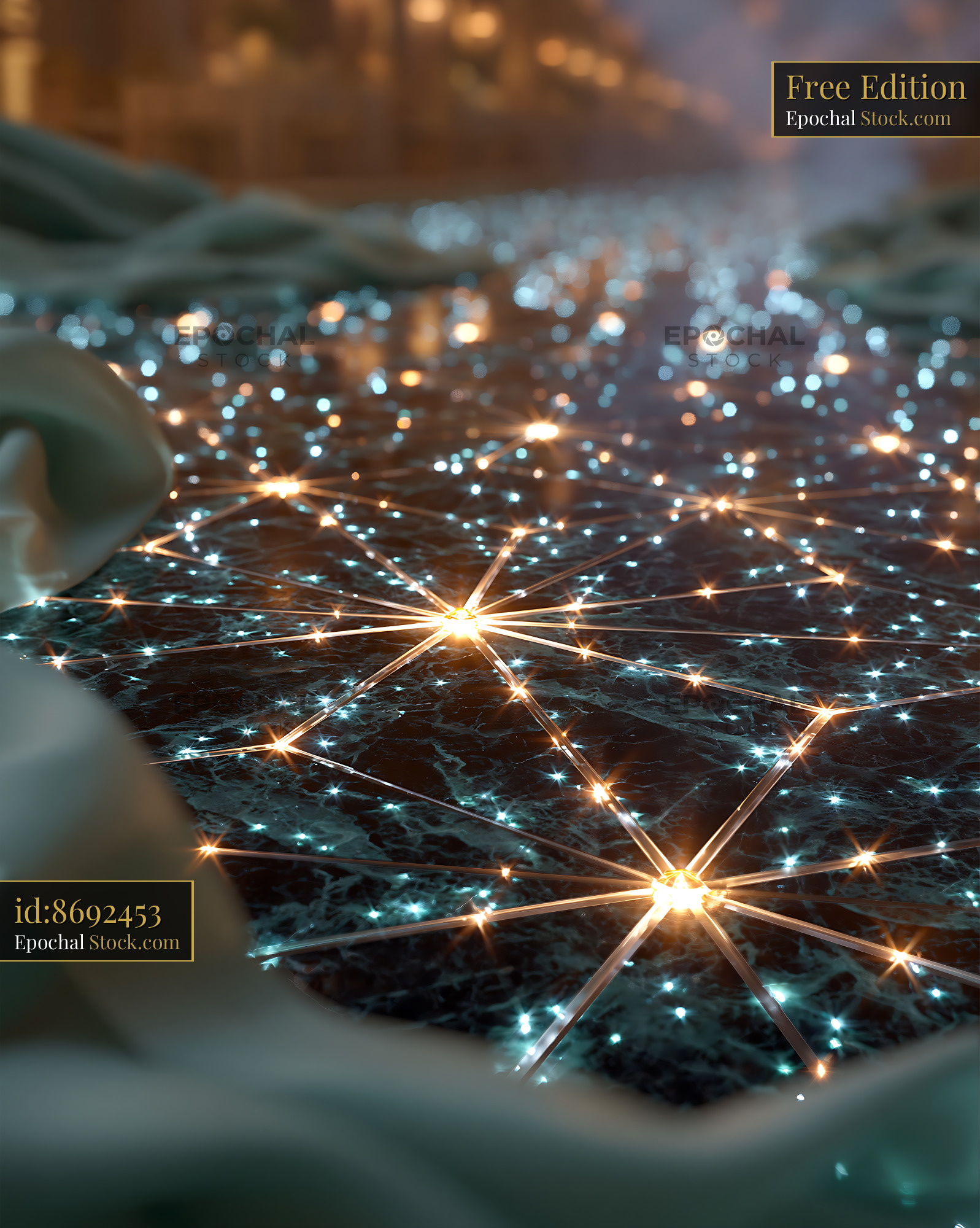 Sparkling floor lights at a luxury gala event with marble texture - stock photo