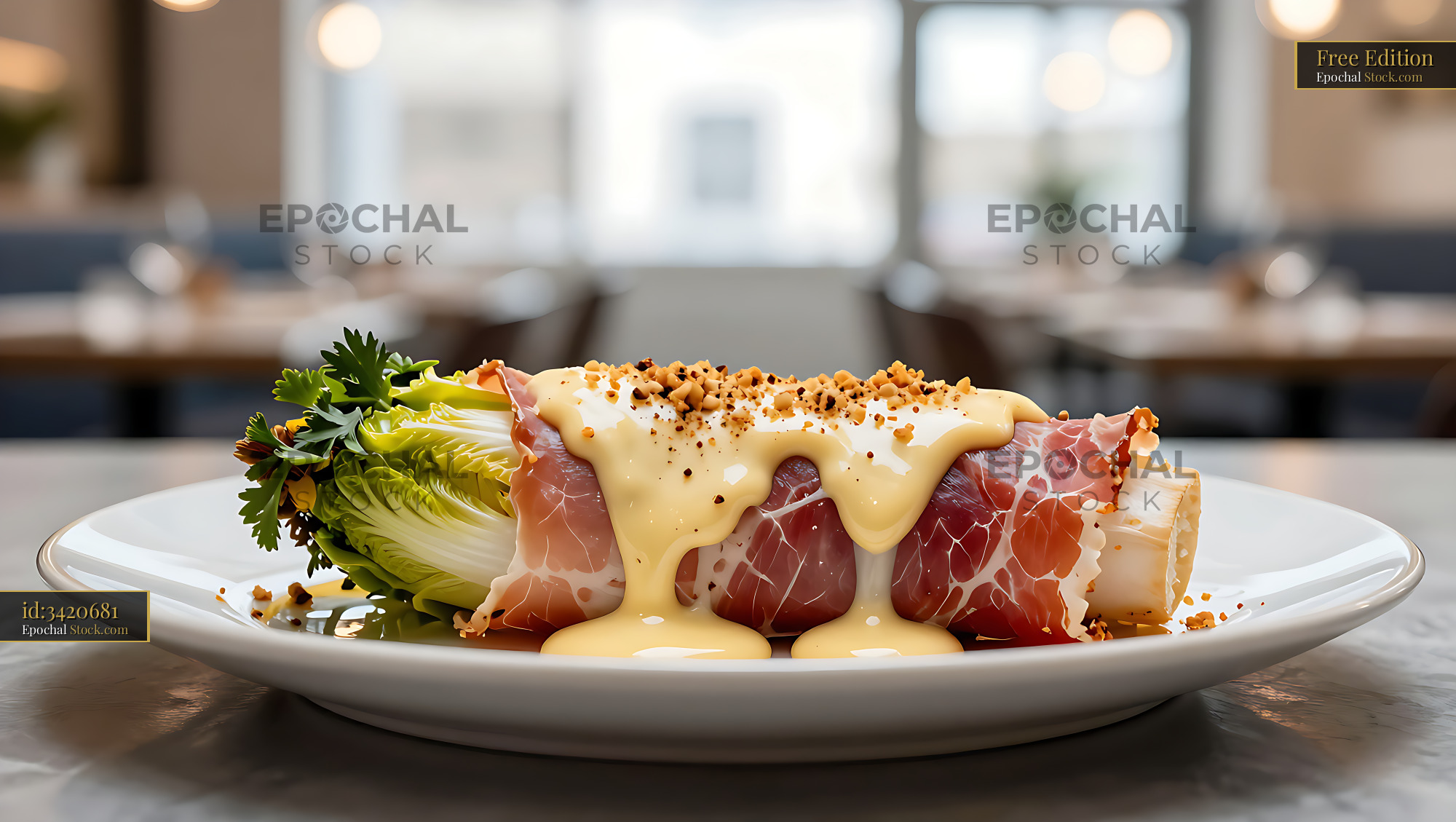 Gourmet endives au jambon gratinees wrapped in ham with creamy sauce - stock photo