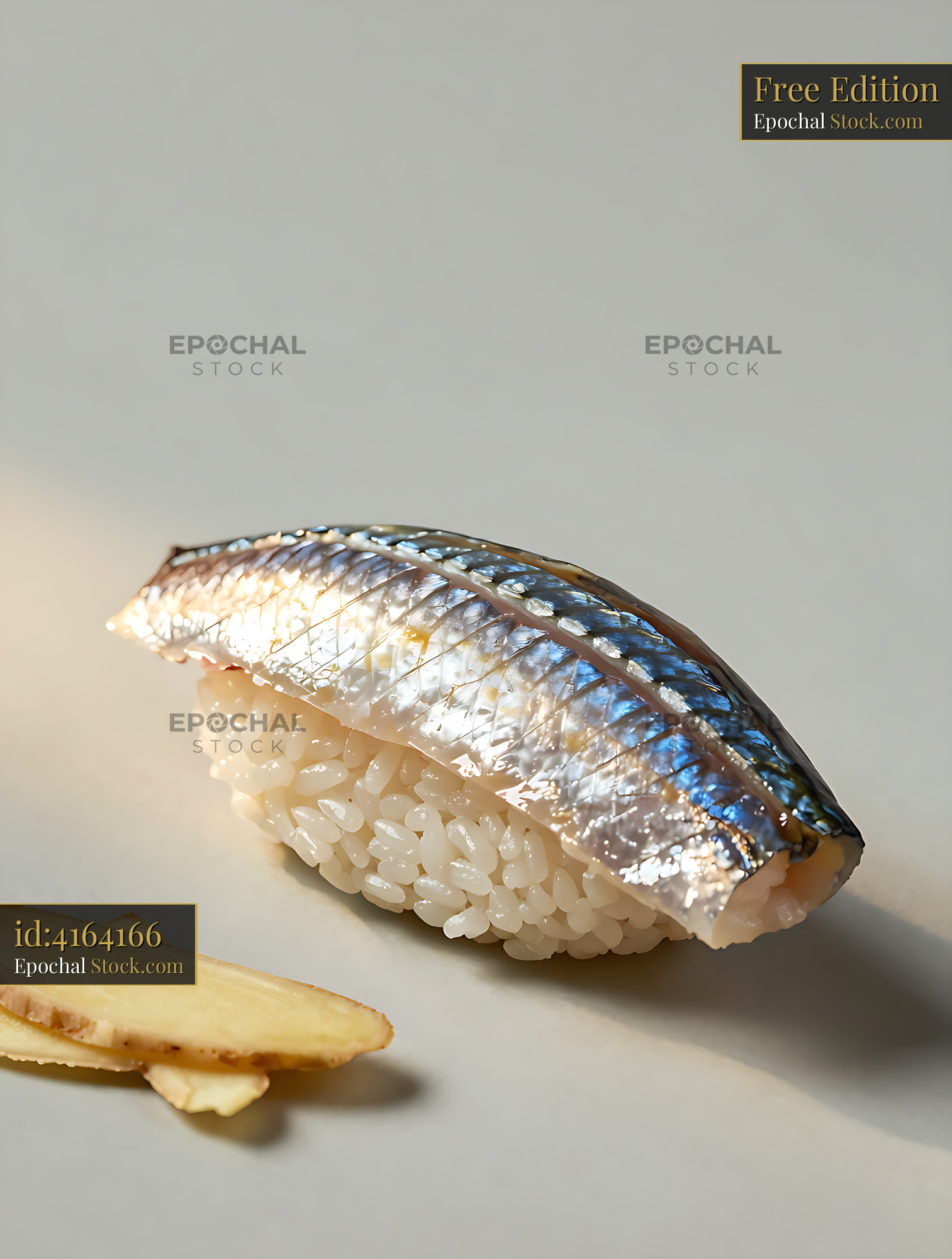 Fresh Kohada Nigiri sushi with silver skin fish and ginger slices - stock photo