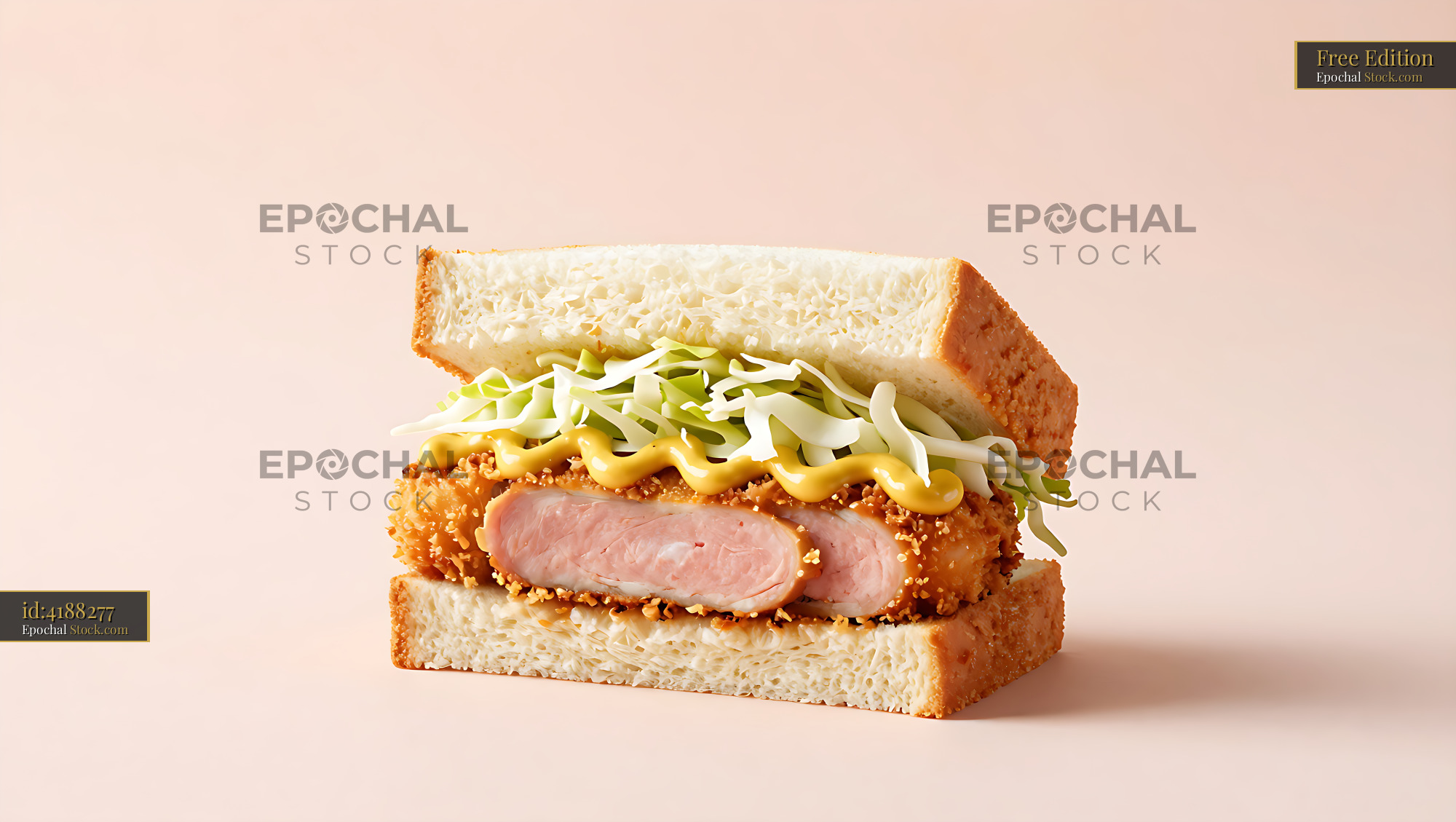 Japanese hamu katsu sando with breaded fried ham and cabbage - stock photo