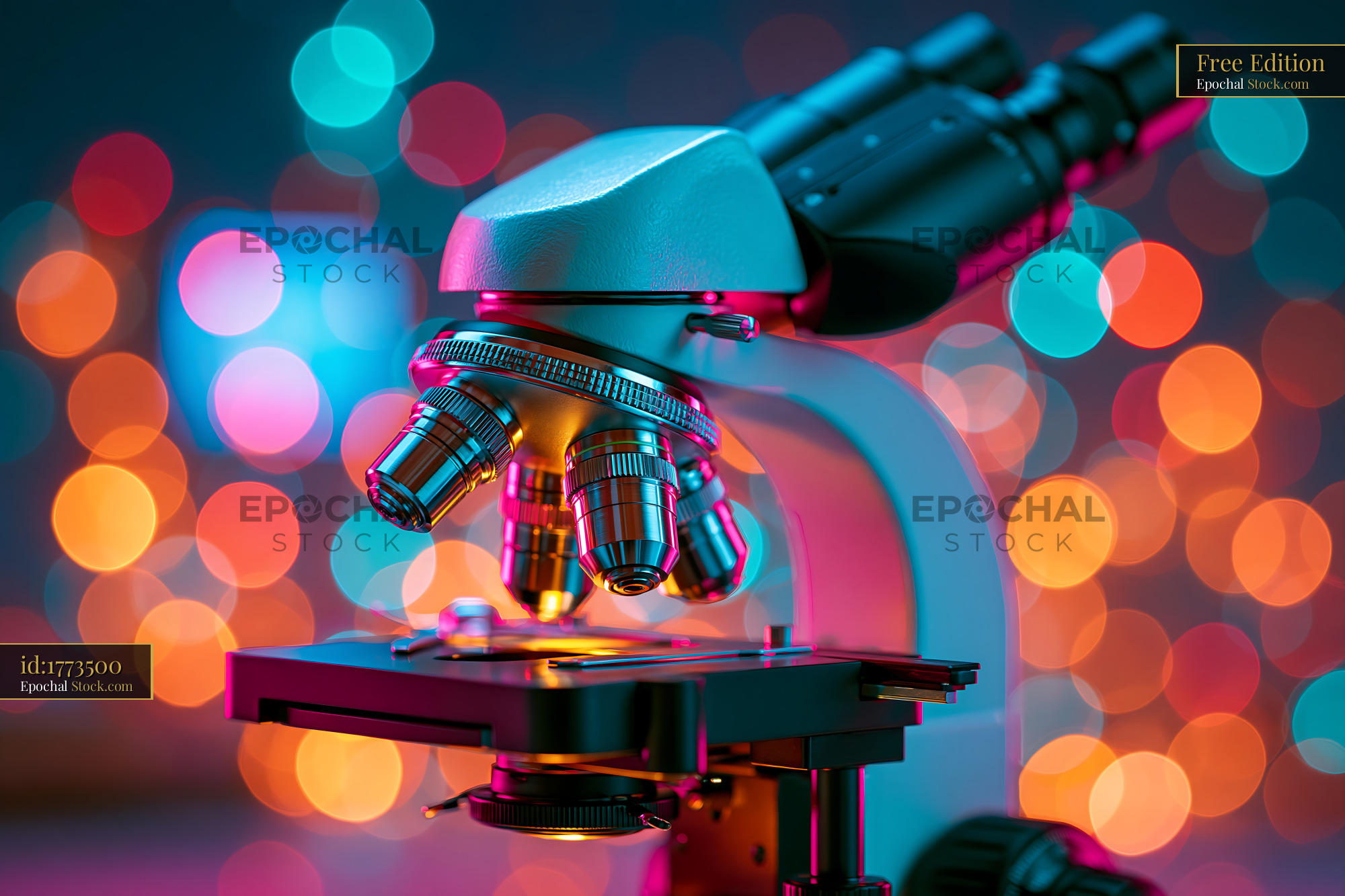 Modern laboratory microscope for dynamic ratiometric fret imaging - stock photo