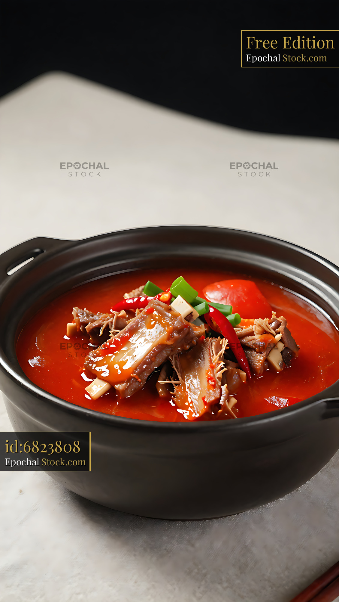 Traditional Guizhou suan tang pai gu sour soup pork ribs in clay pot - stock photo