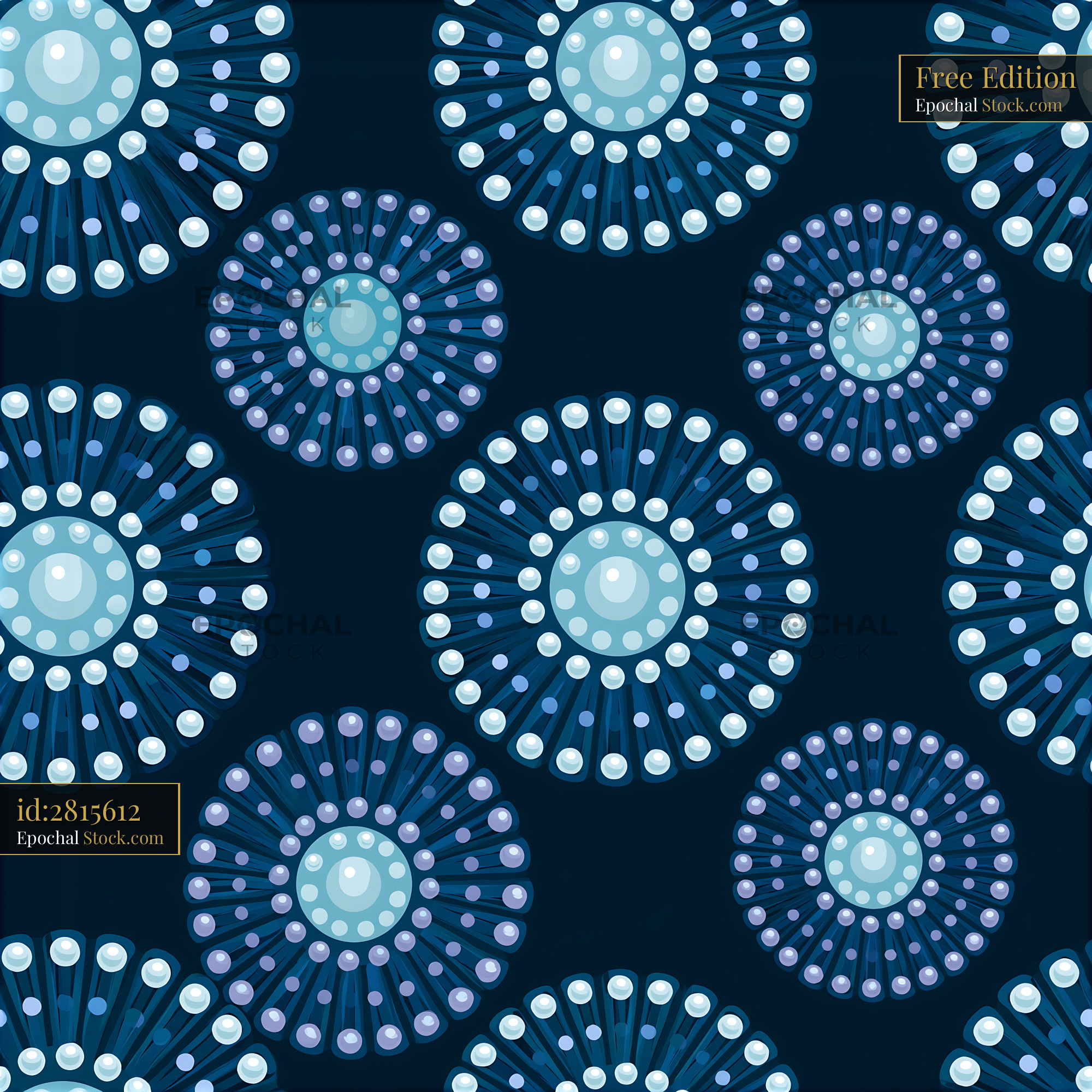 Navy Blue Pearl Radial Mandala Circles - stock photo