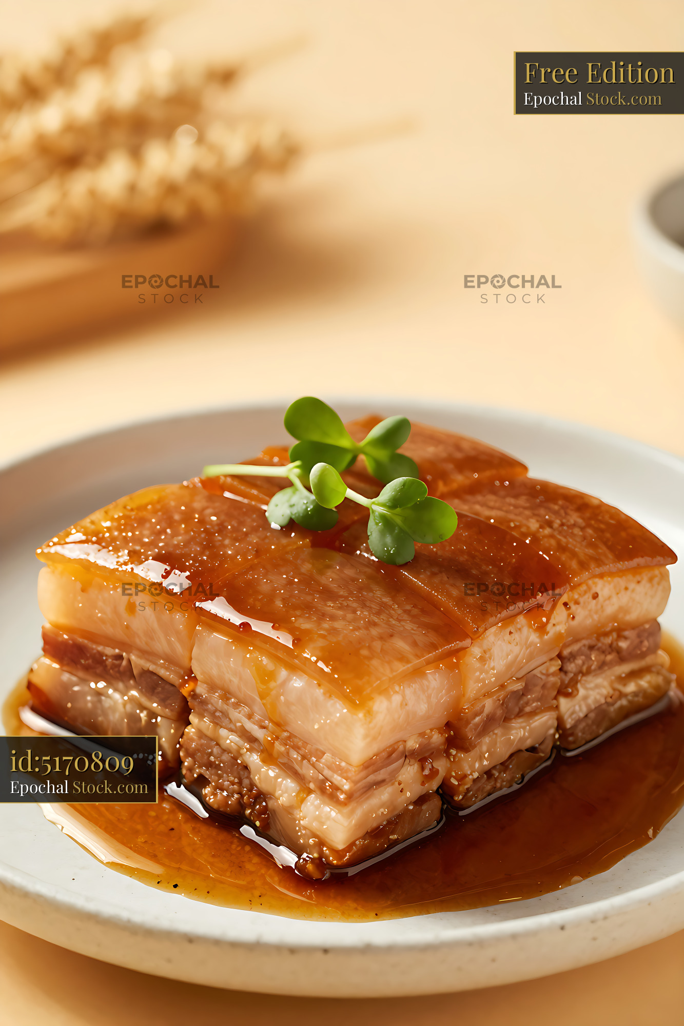 Traditional Dong Po Rou Hangzhou-style braised pork belly with glaze - stock photo
