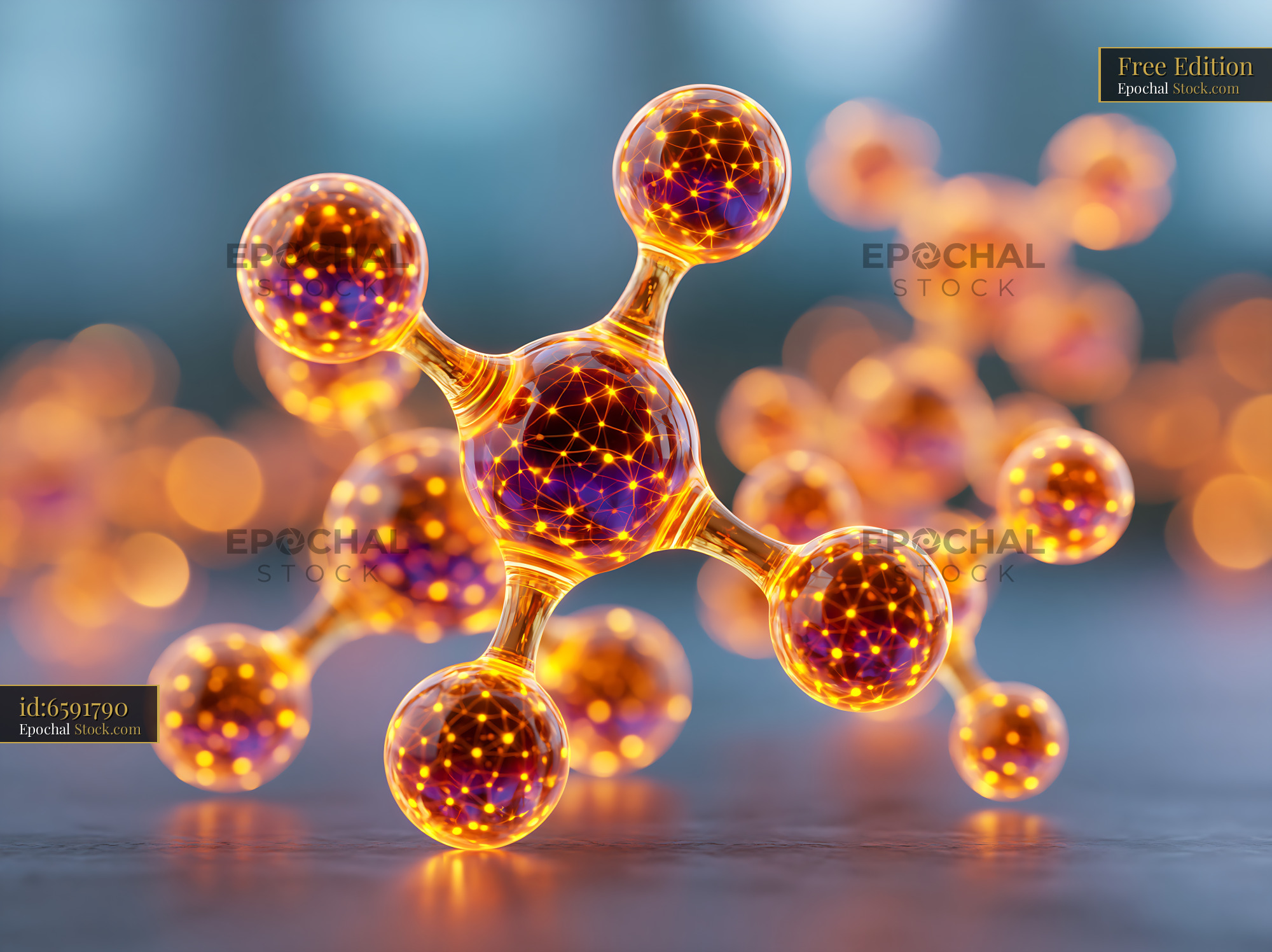 Molecular structure representing dynamic ratiometric fret imaging - stock photo