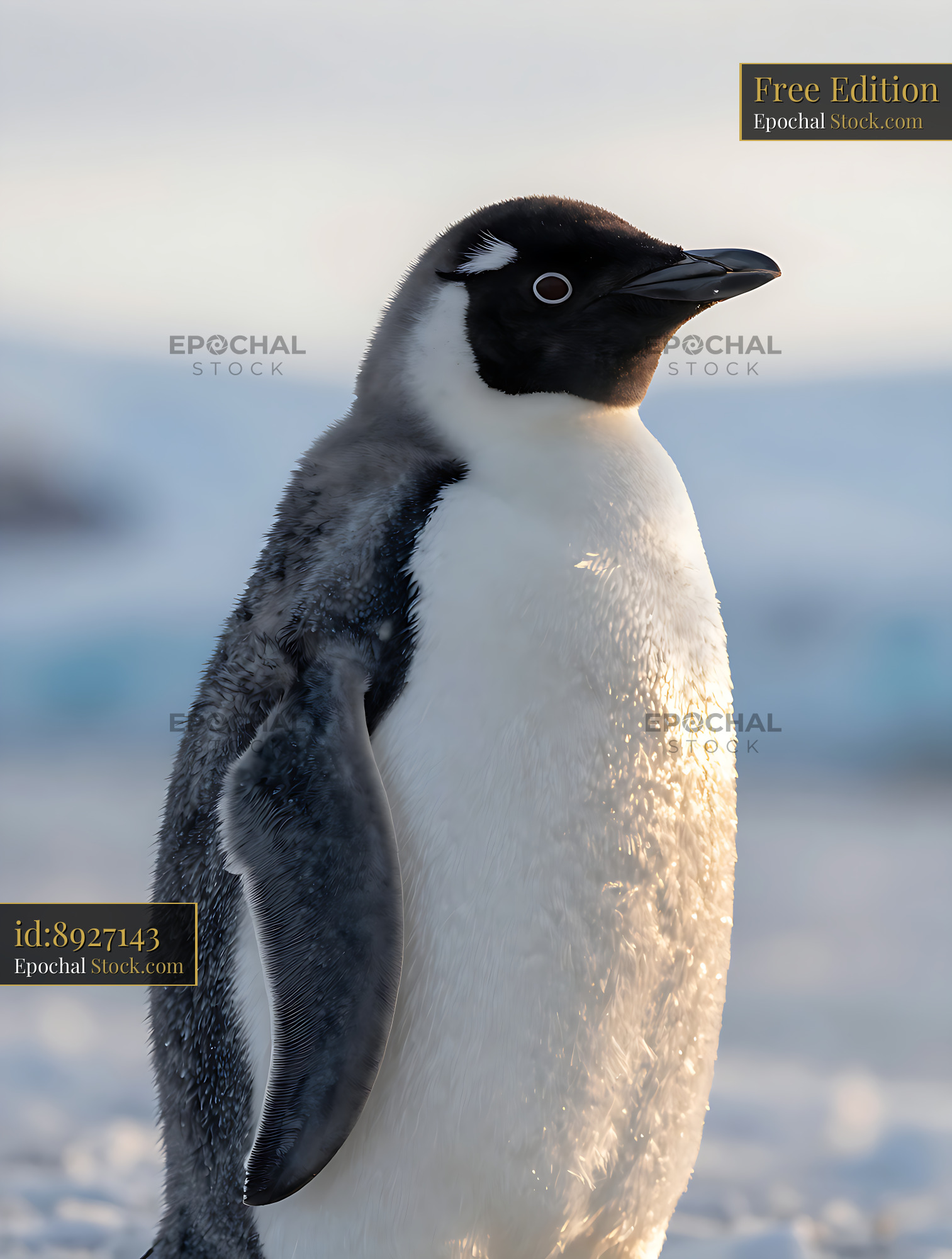 Gentoo penguin in snow symbolizing challenges for tropical species - stock photo