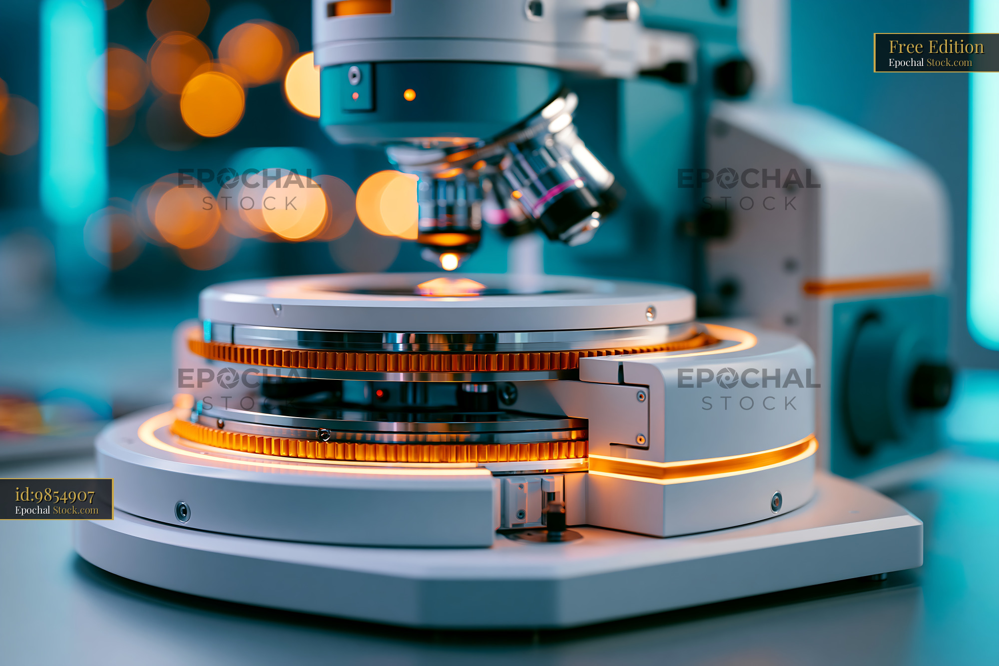Modern microscope for vibrational circular dichroism dna research - stock photo