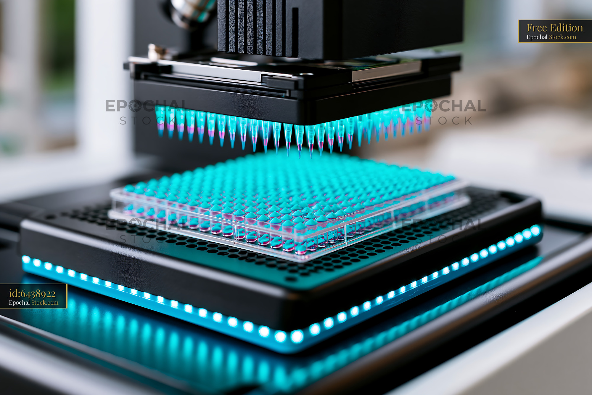 Automated liquid handling robot for fragment based lead discovery - stock photo