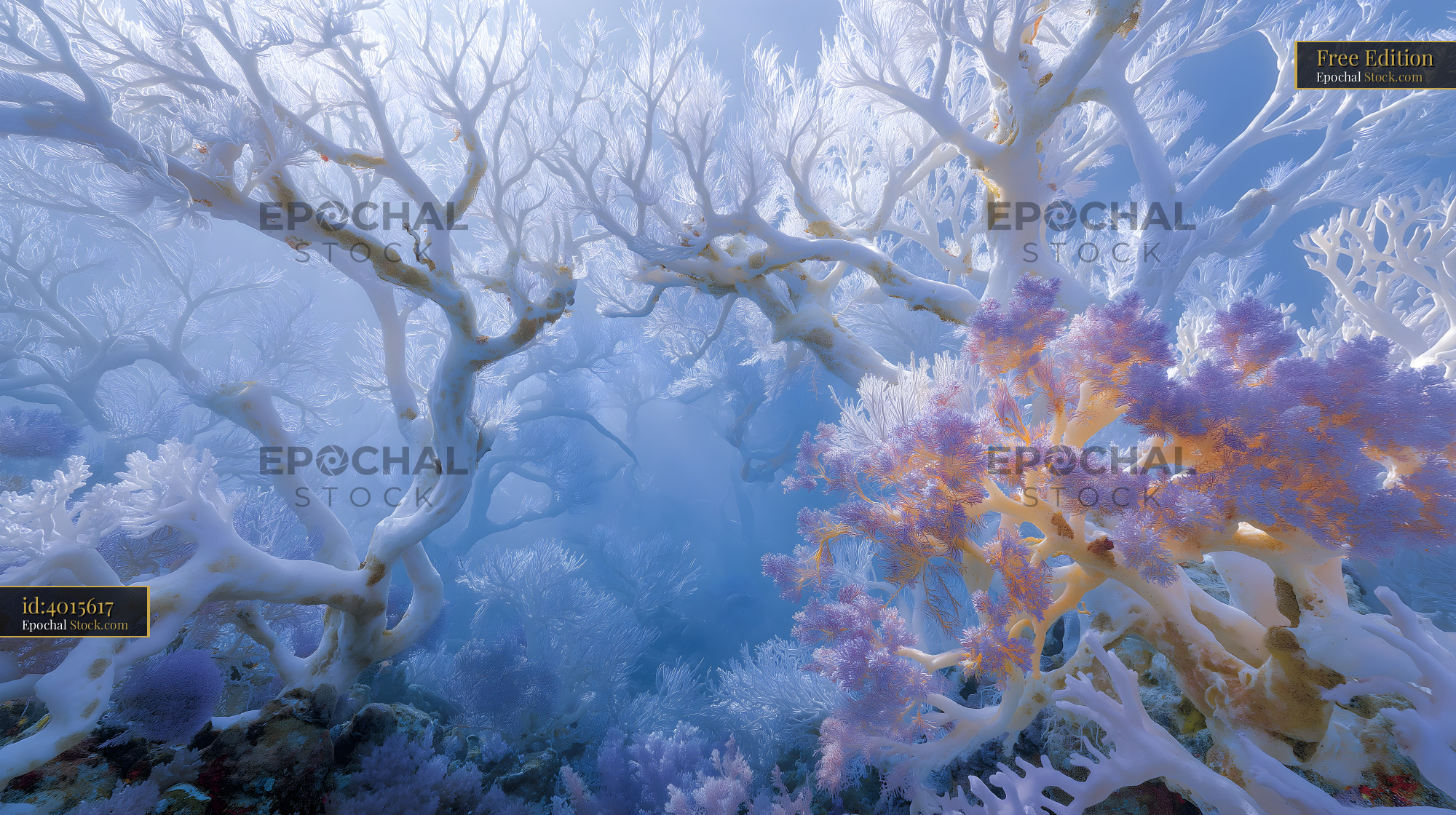 Coral reef scene with colorful corals and underwater plants Free Premium Stock Photo