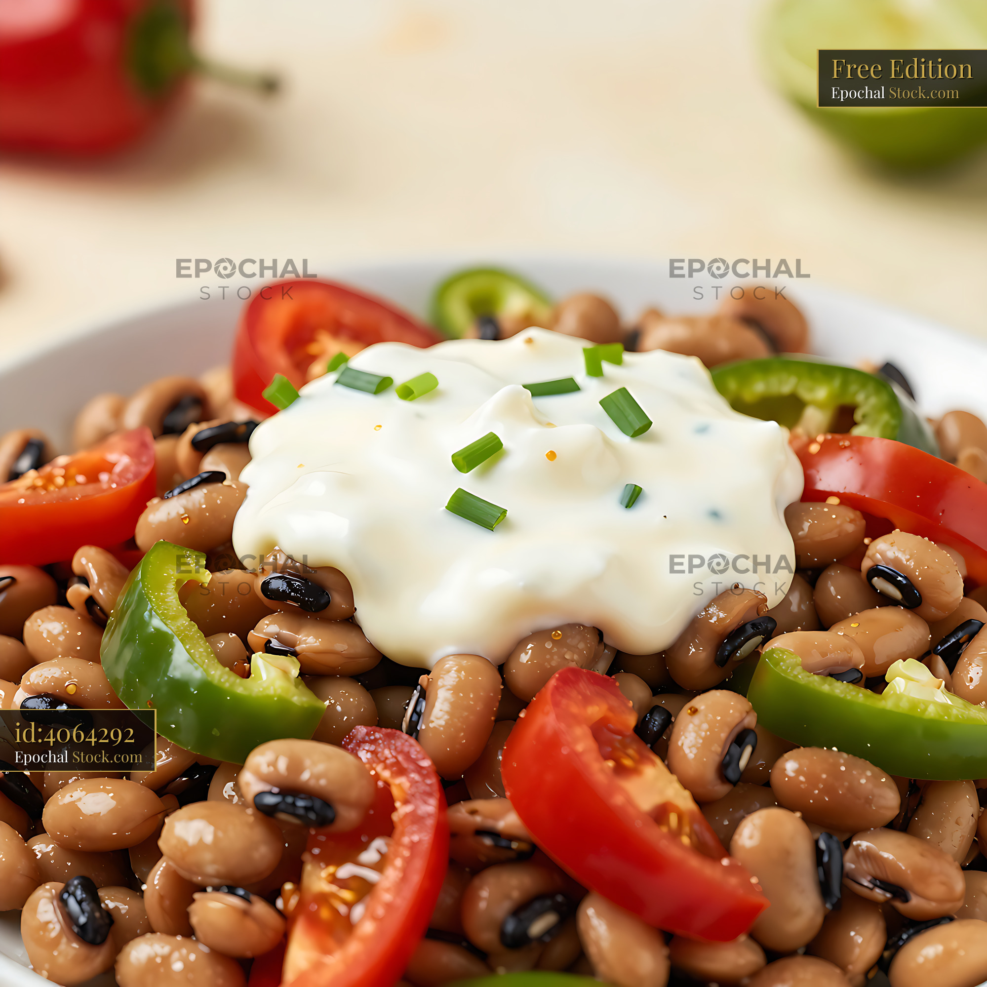 Senegalese Salade de Niebe with black-eyed peas and fresh peppers - stock photo
