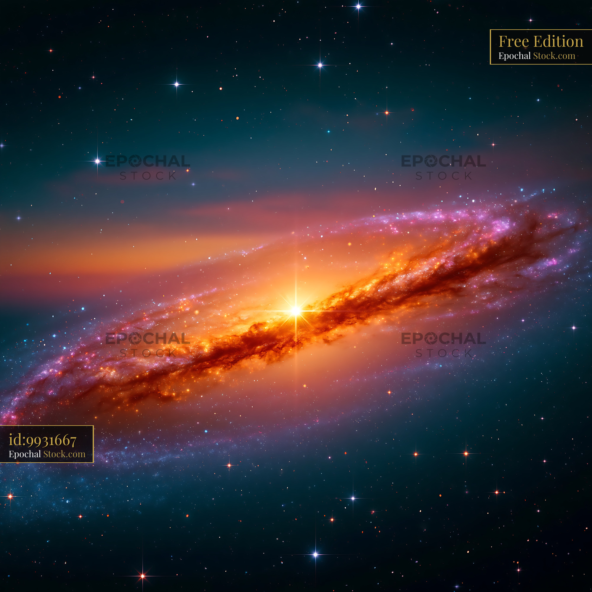 HCG 92 quintet galaxy group in deep space with vibrant colors - stock photo
