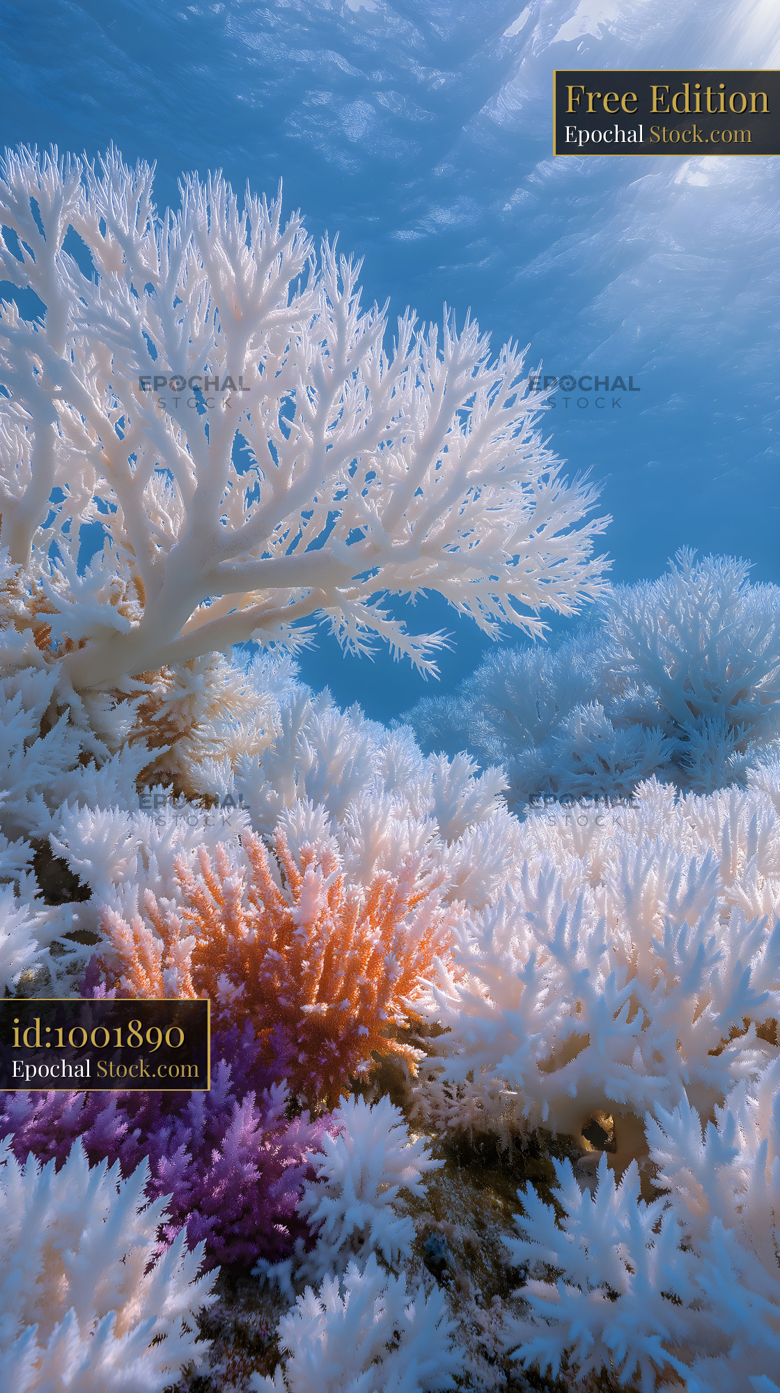 Underwater scene shows coral reefs and marine life Free Premium Stock Image