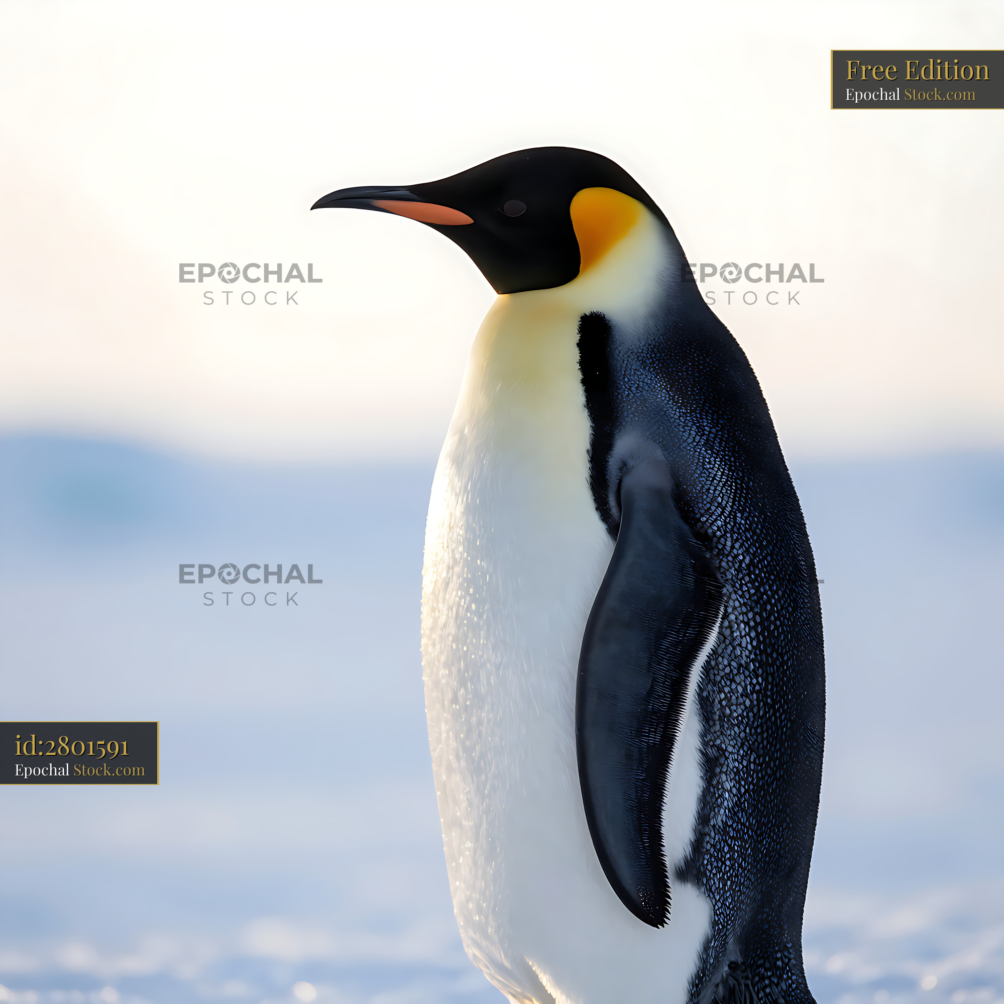 Royal penguin standing on snow in the cold Antarctic wilderness - stock photo